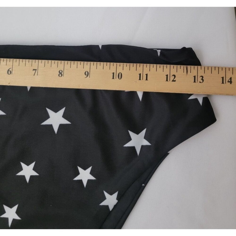 POLLY Black & White Star Print High-Waisted Strapless Bikini Set Size 8 US - Picture 9 of 9